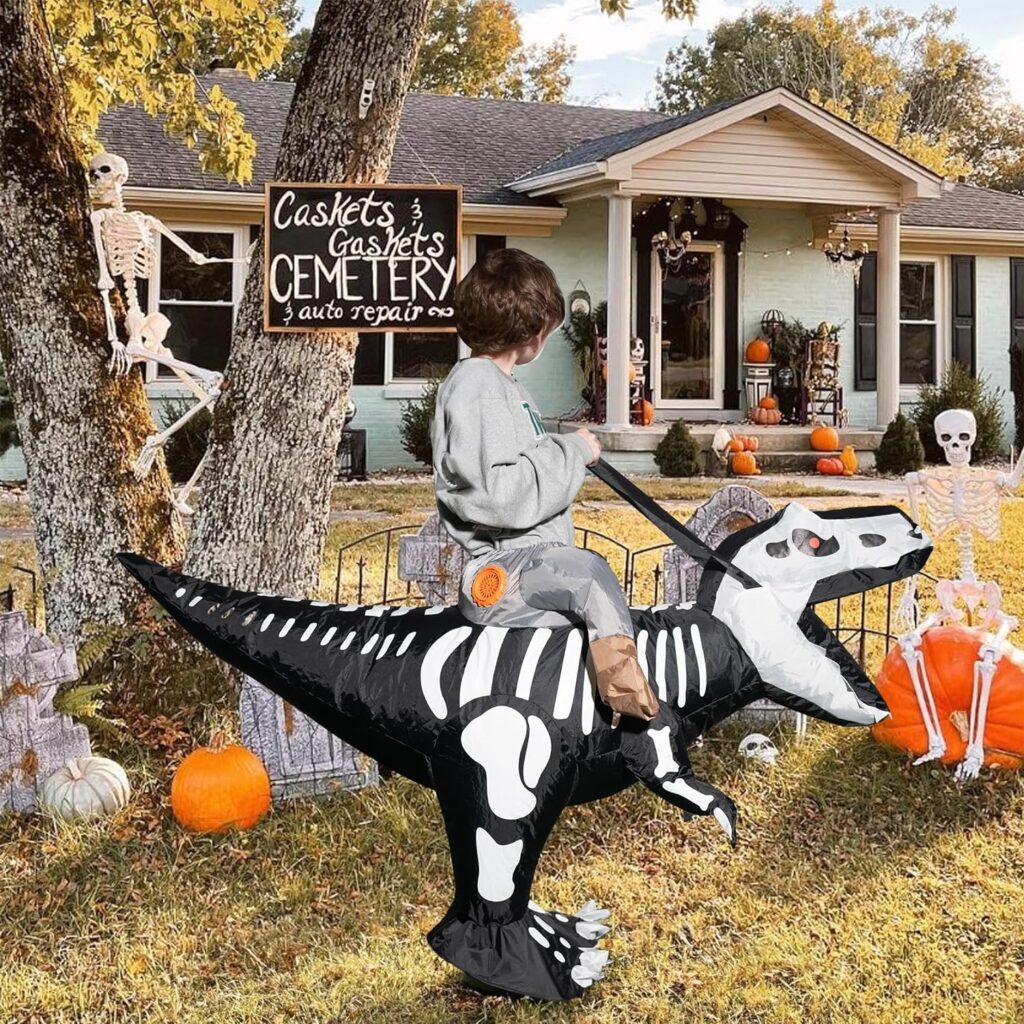 Dazzle Bright Halloween Inflatable Dinosaur Costume, Blow Up Dinosaur Cosplay Costume for Halloween Cosplay Party