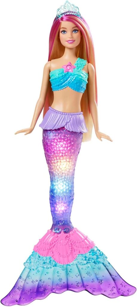 Barbie Dreamtopia Doll, Mermaid Toy with Water-Activated Light-Up Tail, Pink-Streaked Hair  4 Colorful Light Shows , 12 inches