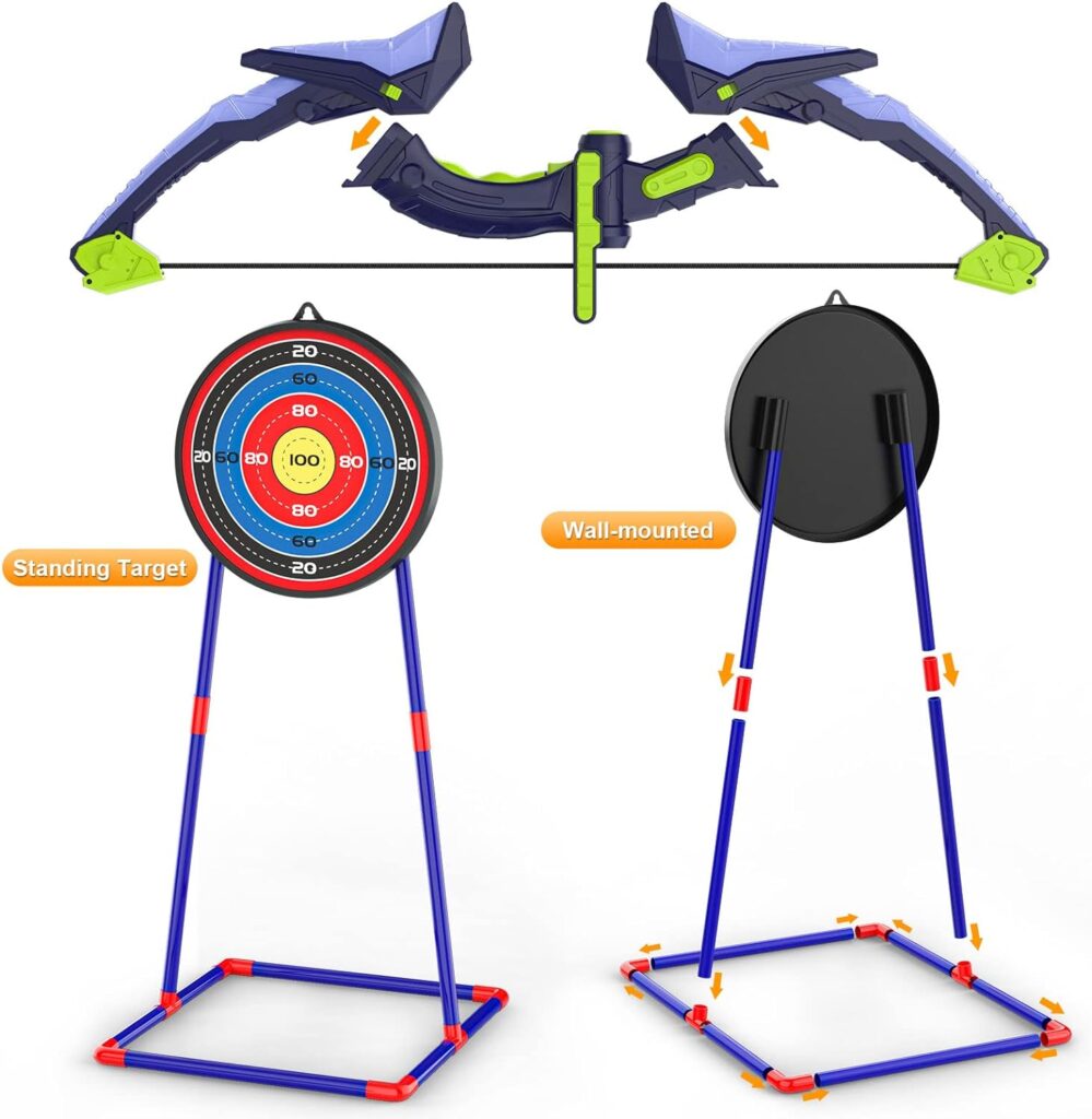 2 Pack Bow and Arrow Set for Kids, Light Up Archery Set with 14 Suction Cup Arrows, Archery Targets Outdoor Games for Kids Ages 4-8 8-12, Birthday Gifts Toys for 5 6 7 8 9 10 11 12 Year Old Boys Girls