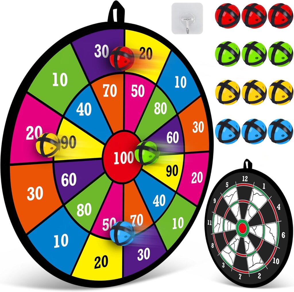 Dart Board for Kids, Kids Dart Board with Sticky Balls, Boys Toys, Indoor Sport Outdoor Family Fun Party Favor Board Game Toys Birthday Gifts for 3 4 5 6 7 8 9 10 11 12 Year Old boy Kids and Girls