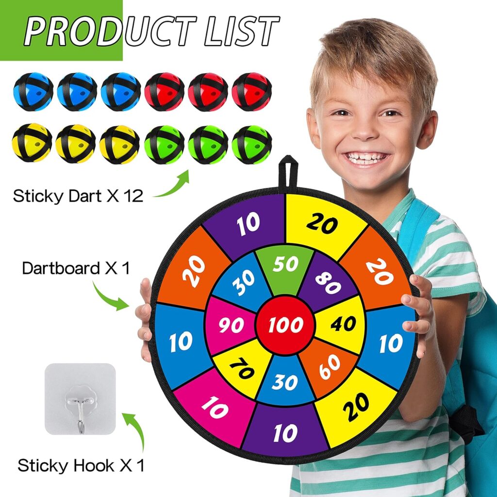 Dart Board for Kids, Kids Dart Board with Sticky Balls, Boys Toys, Indoor Sport Outdoor Family Fun Party Favor Board Game Toys Birthday Gifts for 3 4 5 6 7 8 9 10 11 12 Year Old boy Kids and Girls