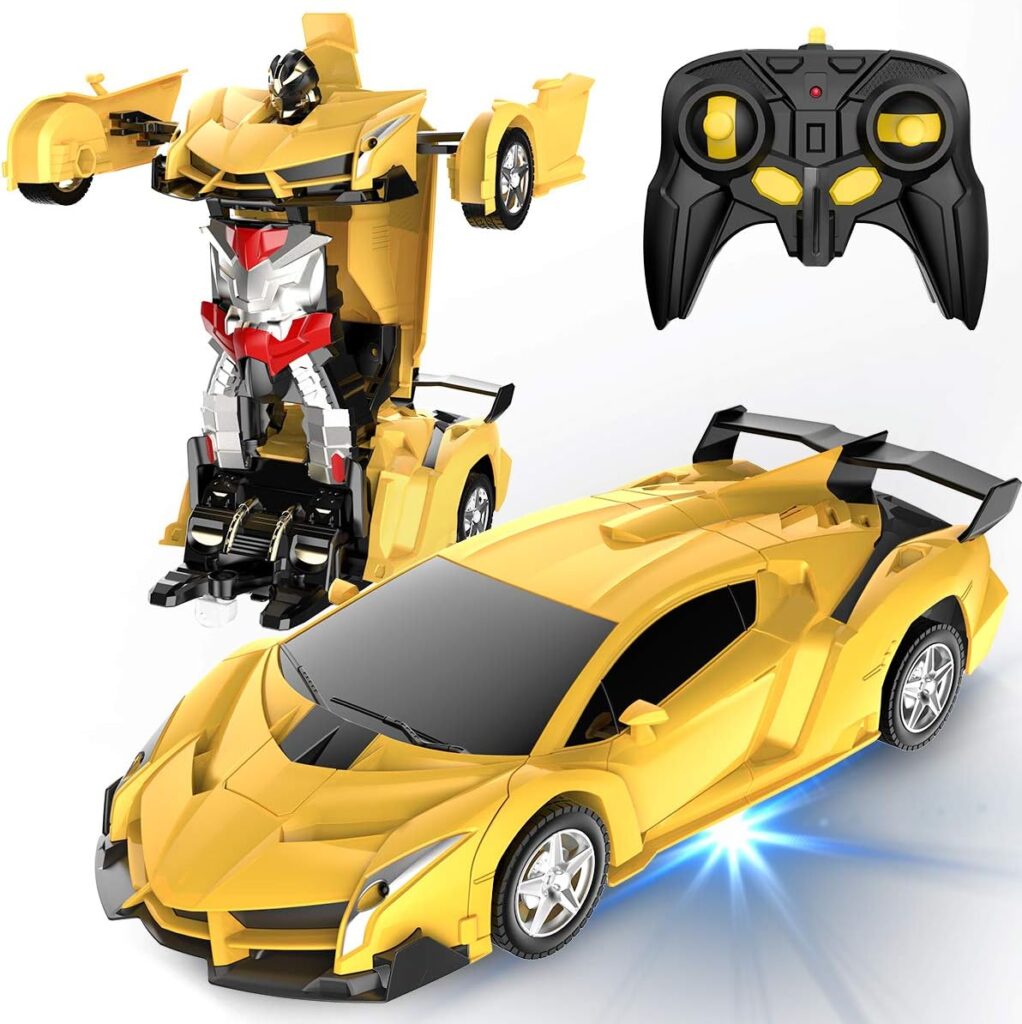 Desuccus Remote Control Car, Transform Robot RC Car for Kids, 2.4Ghz 1:18 Scale Model Racing Car with One-Button Deformation, 360°Drifting, Transforming Robot Car Toy Gift for Boys and Girls
