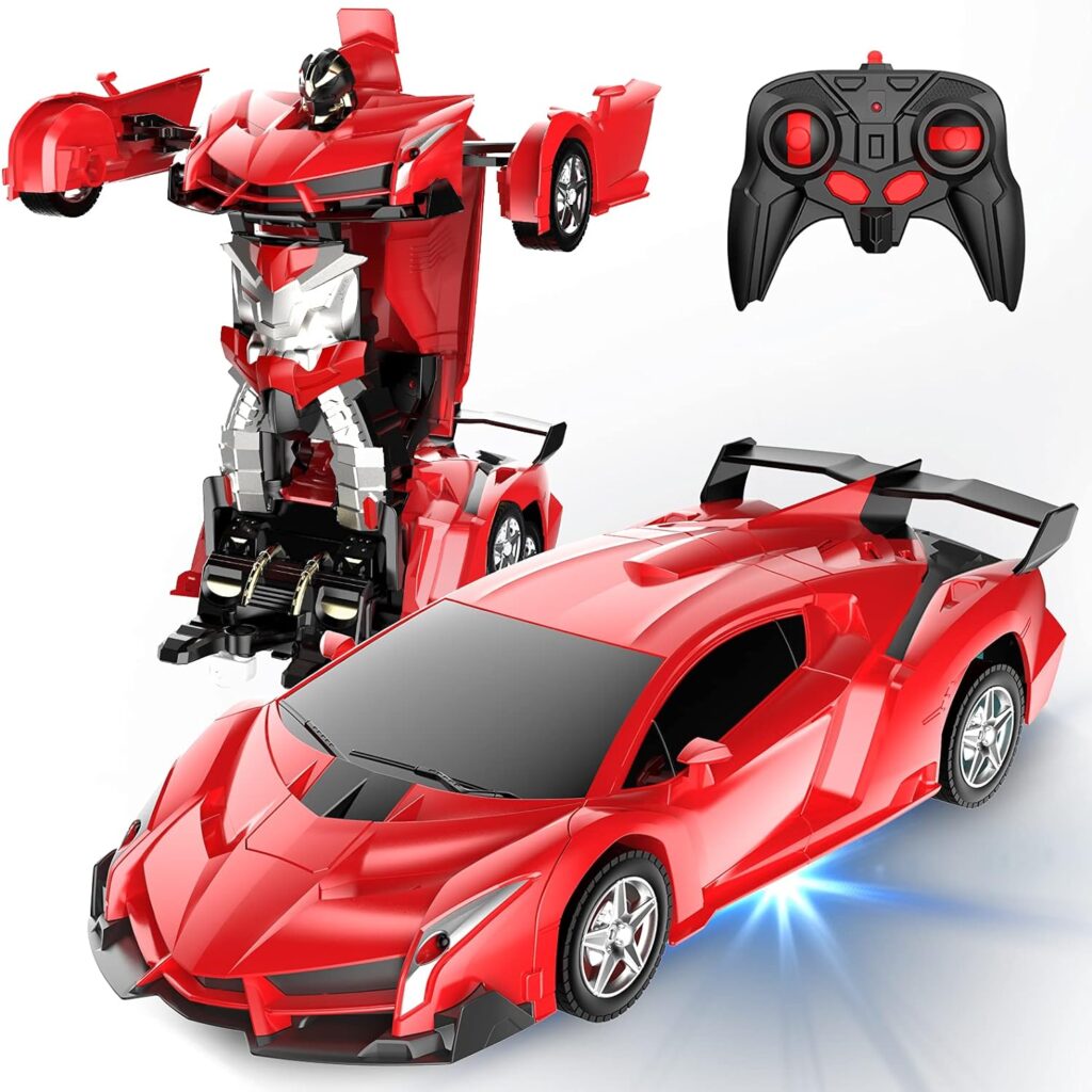 Desuccus Remote Control Car, Transform Robot RC Car for Kids, 2.4Ghz 1:18 Scale Model Racing Car with One-Button Deformation, 360°Drifting, Transforming Robot Car Toy Gift for Boys and Girls