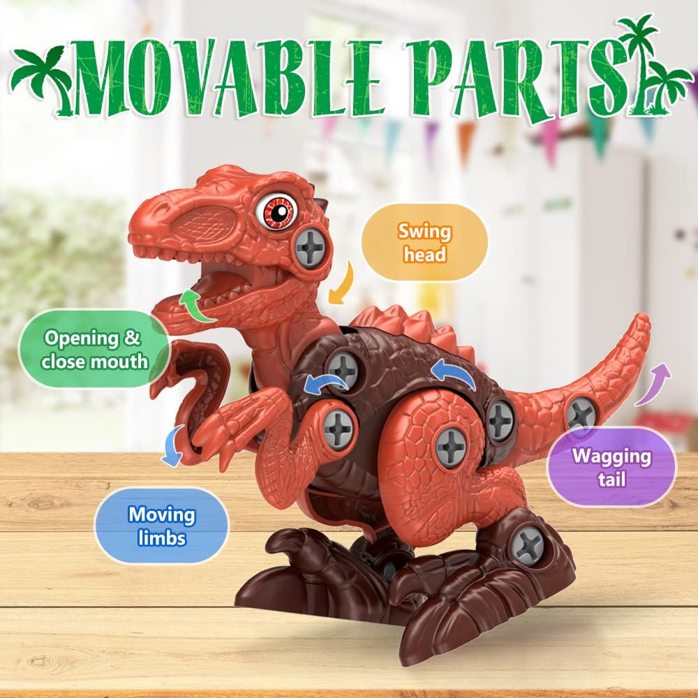 Dinosaur Toys for 3, 4, 5, 6, 7 Year Old Boys, Take Apart Toys for kids with Electric Drill, STEM Educational Construction Building Toys, Ideal Xmas Birthday Gifts for Toddlers Boys Girls Age 3-5 5-7
