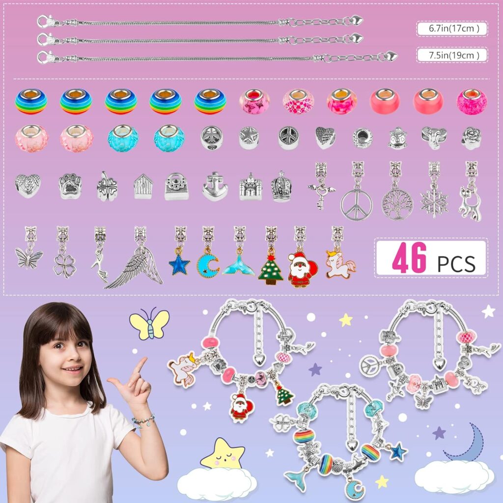 HYASIA Unicorn Gifts for Girls Jewelry Making Kit - Kids Toys Arts Crafts for Kids Age 6 7 8 9 10+ Year Old, Charm Bracelet Making Supplies Beads, Girl Birthday Party Game Children Christmas Stocking