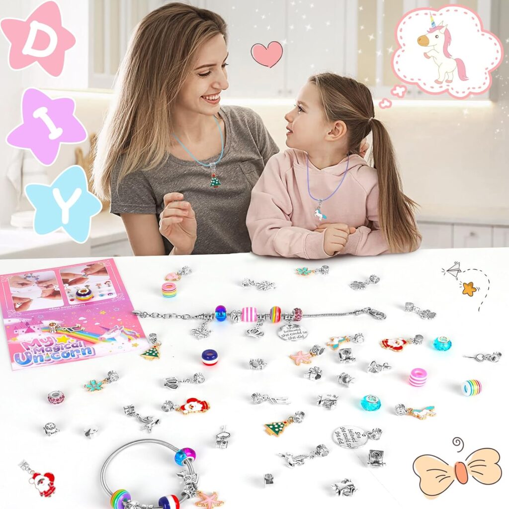 HYASIA Unicorn Gifts for Girls Jewelry Making Kit - Kids Toys Arts Crafts for Kids Age 6 7 8 9 10+ Year Old, Charm Bracelet Making Supplies Beads, Girl Birthday Party Game Children Christmas Stocking