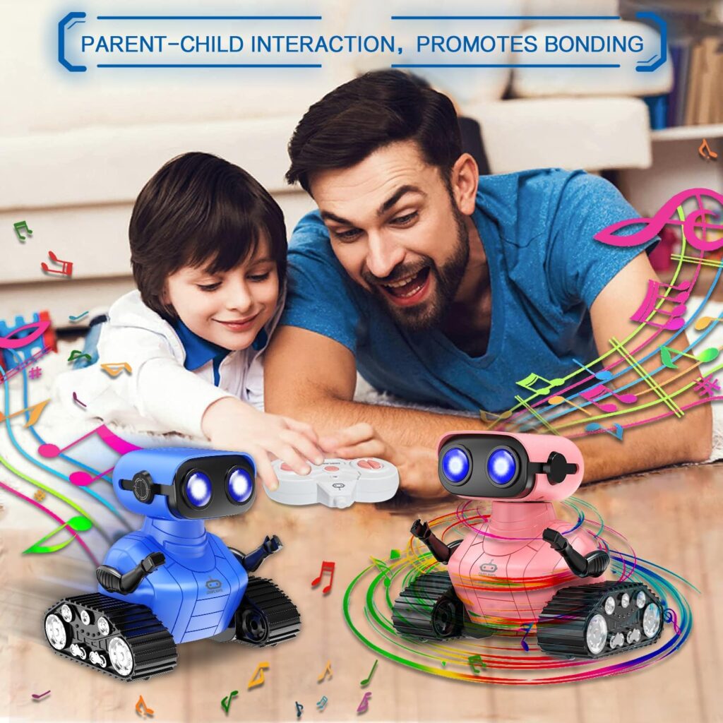 JAMLAMQ Robot for Kids Toy-Remote Control Robot Toys,Toy with Music and LED Eyes,Dance Moves,for Children Boys Girls Age 3 4 5 6 7 8 9 Birthday Gifts (Shiny Pink)