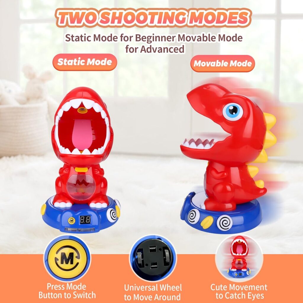Kssvzz Movable Dinosaur Shooting Toys for 4 5 6 7 8 Year Old Boys Girls - Dinosaur Shooting Game with Score Record, Mist Spray, Light  Sound, Kids Christmas Birthday Gift