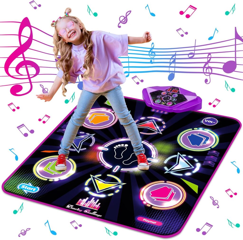 Kusntin Dance Mat for Kids, Adjustable Volume, Built-in Music, 5 Game Modes, Dancing Game Pad for 3 4 5 6 7 8+ Year Old Girls Boys, Dance Toys Gifts, Perfect Xmas Birthday Gifts…