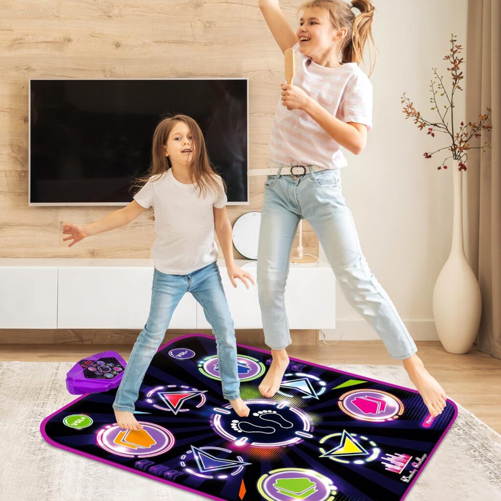Kusntin Dance Mat for Kids, Adjustable Volume, Built-in Music, 5 Game Modes, Dancing Game Pad for 3 4 5 6 7 8+ Year Old Girls Boys, Dance Toys Gifts, Perfect Xmas Birthday Gifts…
