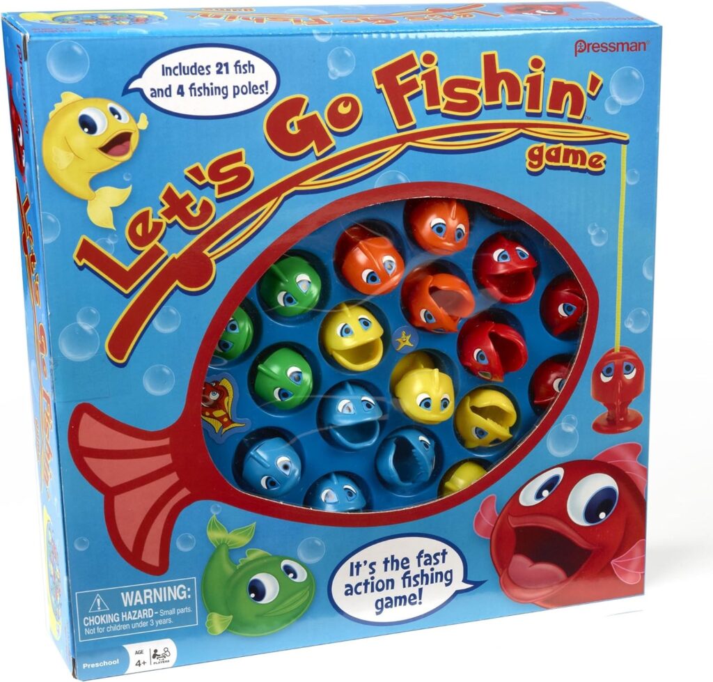 Lets Go Fishin Game by Pressman - The Original Fast-Action Fishing Game!, 1-4 players