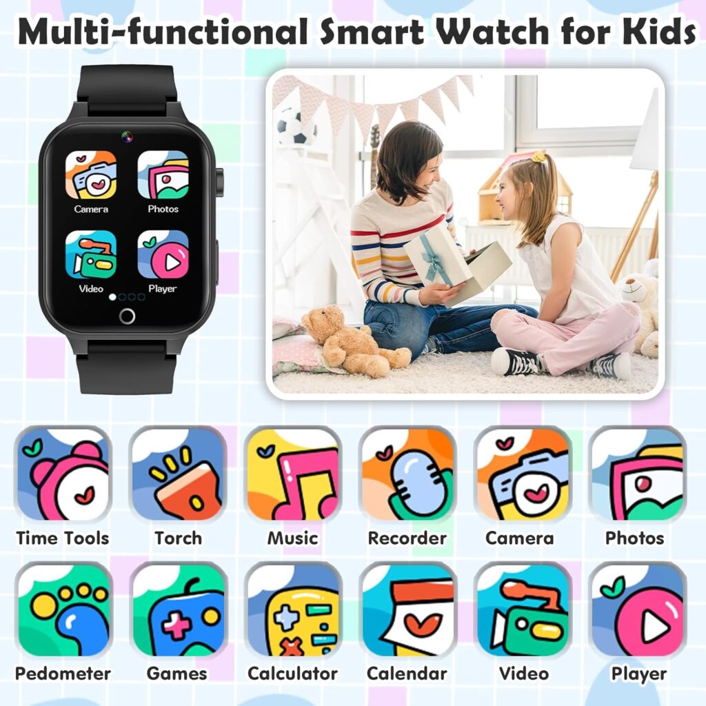 Luyiilo Smart Watch for Kids, Kids Smart Watch Boys Toys with 26 Puzzle Games, Touch Screen, HD Camera, Alarm Clock, Toys for Boys Ages 4-12 Years Old.Birthday Gift for Boys Girls (Blue)