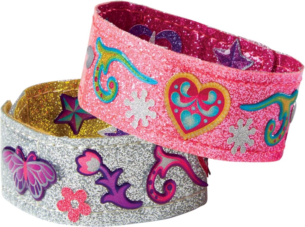 Melissa  Doug Design-Your-Own Bracelets With 100+ Sparkle Gem and Glitter Stickers - Kids Snap Bracelets, Jewelry Crafts For Kids Ages 4+