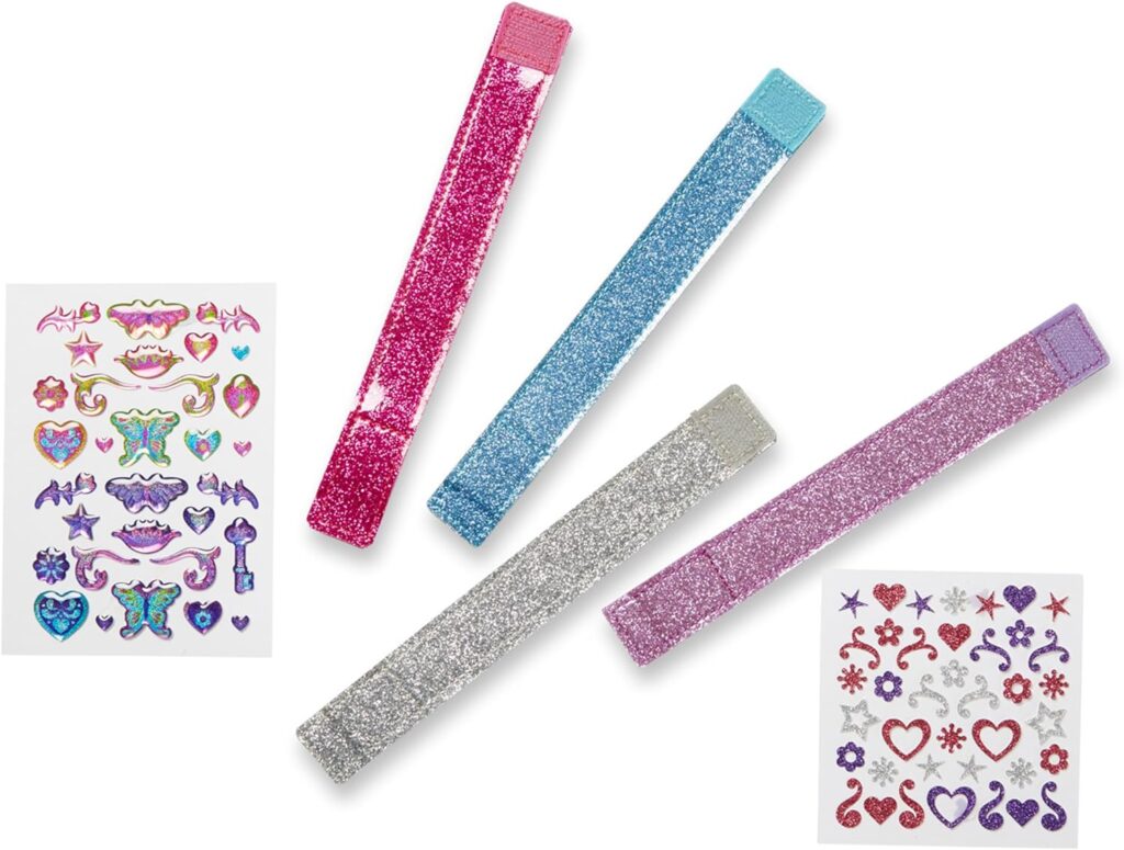 Melissa  Doug Design-Your-Own Bracelets With 100+ Sparkle Gem and Glitter Stickers - Kids Snap Bracelets, Jewelry Crafts For Kids Ages 4+
