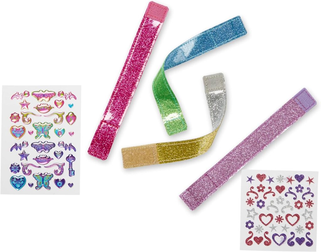 Melissa  Doug Design-Your-Own Bracelets With 100+ Sparkle Gem and Glitter Stickers - Kids Snap Bracelets, Jewelry Crafts For Kids Ages 4+