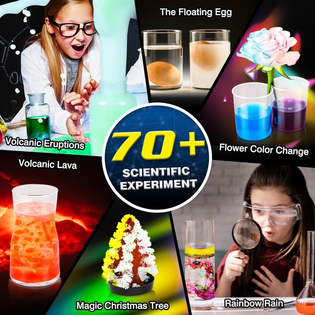 Science Kit for Kids,60 Science Lab Experiments,Scientist Costume Role Play STEM Educational Learning Scientific Tools,Birthday Gifts and Toys for 4 5 6 7 8 9 10-12 Years Old Boys Girls Kids