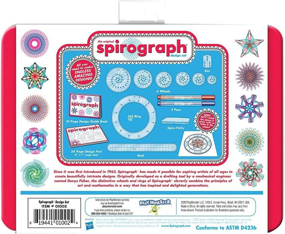 Spirograph Design Set Tin - Spiral Art Kit with Classic Gear Design Kit in a Collectors Tin for Kids Ages 8 and Up