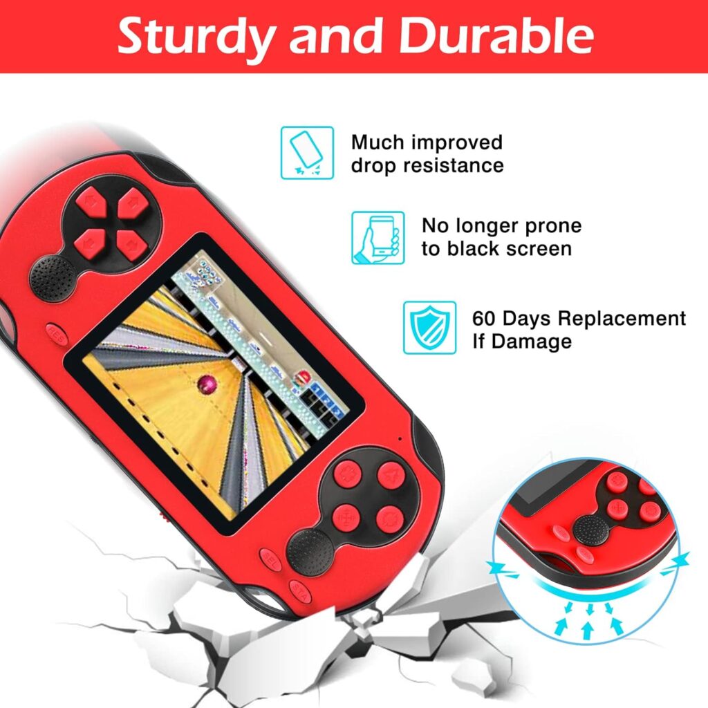 TaddToy 16 Bit Handheld Game Console for Kids Adults, 3.0 Large Screen Preloaded 230 HD Classic Retro Video Games with USB Rechargeable Battery  3 Game Cartridges for Birthday Gift for Kids 4-12