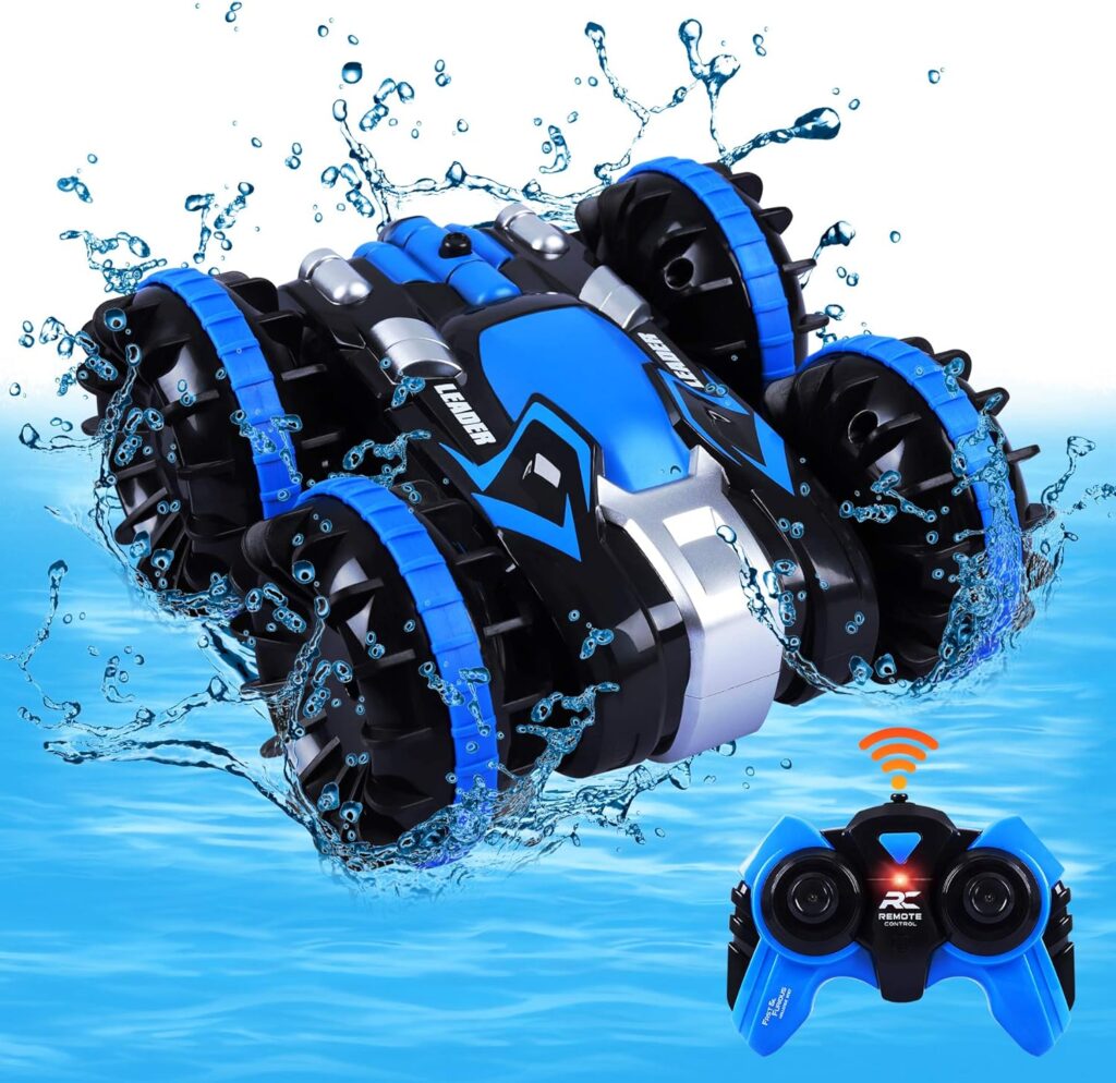 Toys for 5-12 Year Old Boys RC Car Kids 2.4 GHz Remote Control Boat Waterproof Monster Truck Stunt 4WD Vehicle Girls Birthdays Gifts All Terrain Water Beach Pool Toy