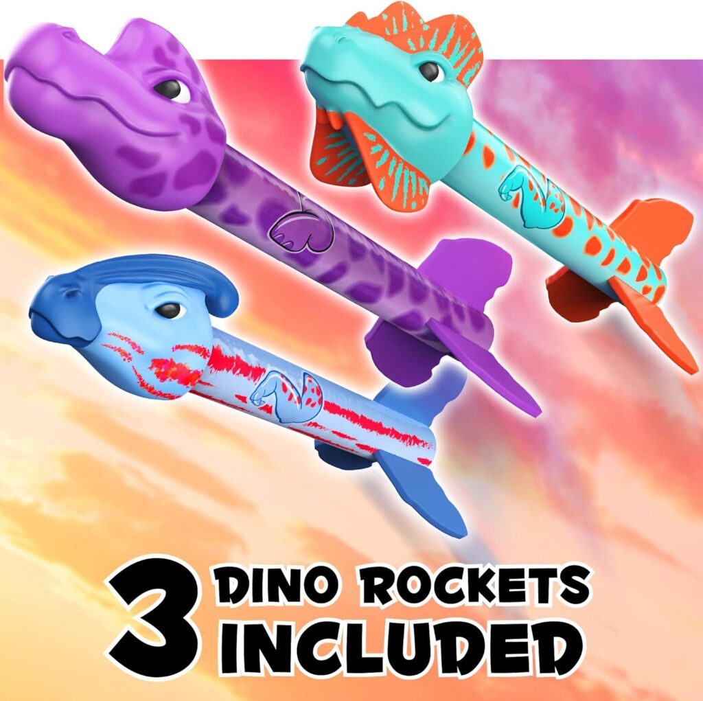 Dino Blasters, Rocket Launcher for Kids - Soars 100 Feet. Kids Outdoor Toys, Birthday Gift, for Boys  Girls Ages 3-6 Years Old - Toddler Outside Toys 4-8, Dinosaur Toy, Kids