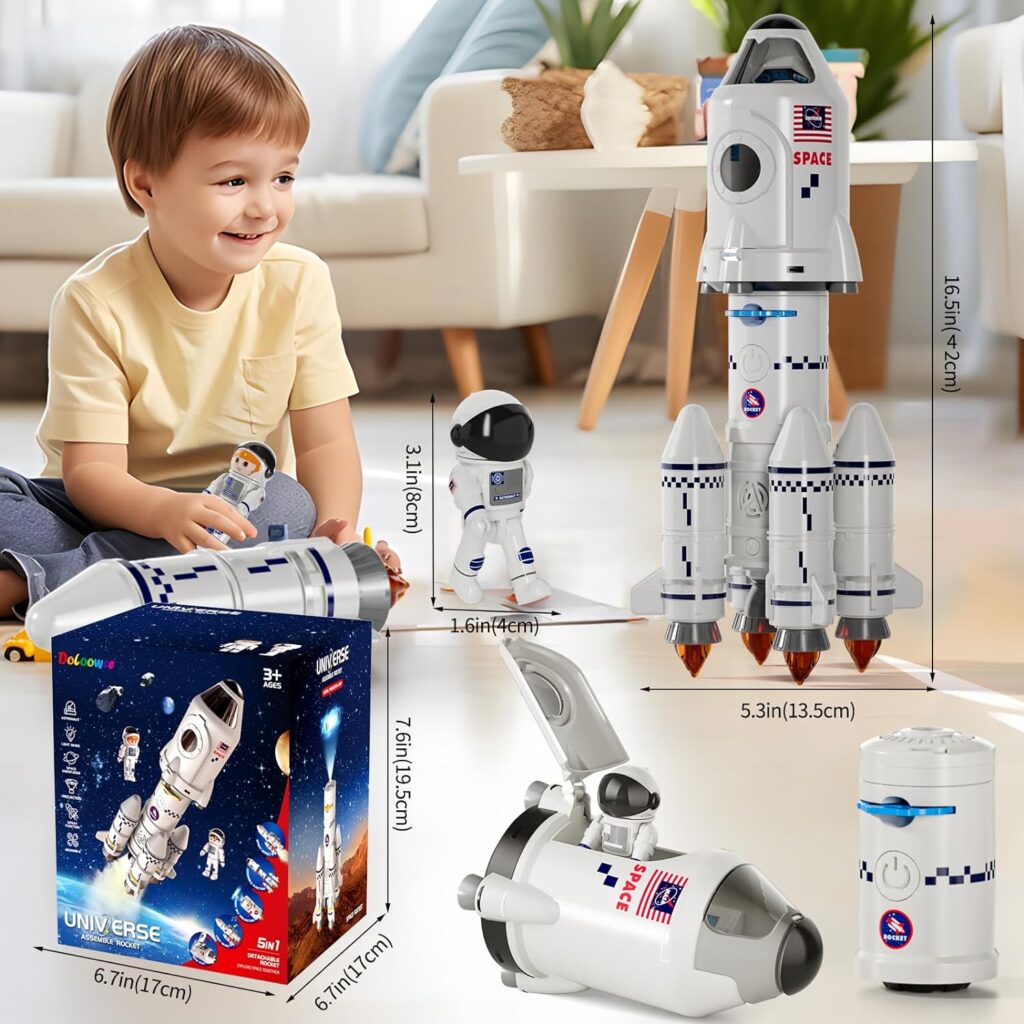 Doloowee Space Exploration Space Shuttle Toys for 3 4 5 6 7 8 9 Year Old Boys - STEM Aerospace Building Kit Toys - Space Rocket Toy- Creative  Educational Gift for 3+ Years Old Boys Girls