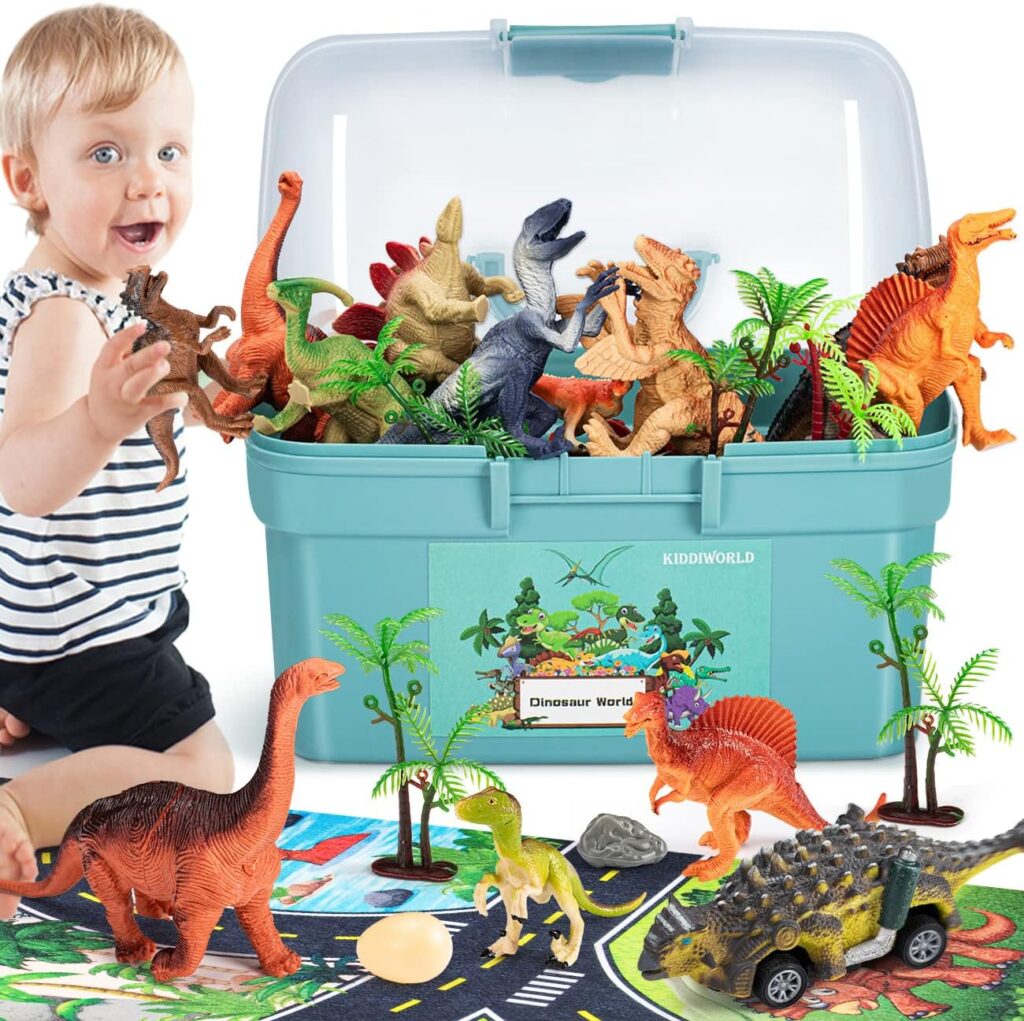Kiddiworld Dinosaur Toys for 3 4 5 Year Old Boys Gifts, Dinosaurs Toys for Kids 3-5-7, Dino Figures Activity Play Mat Christmas Birthday Gifts for Girls Toddler Toys Age 2-4