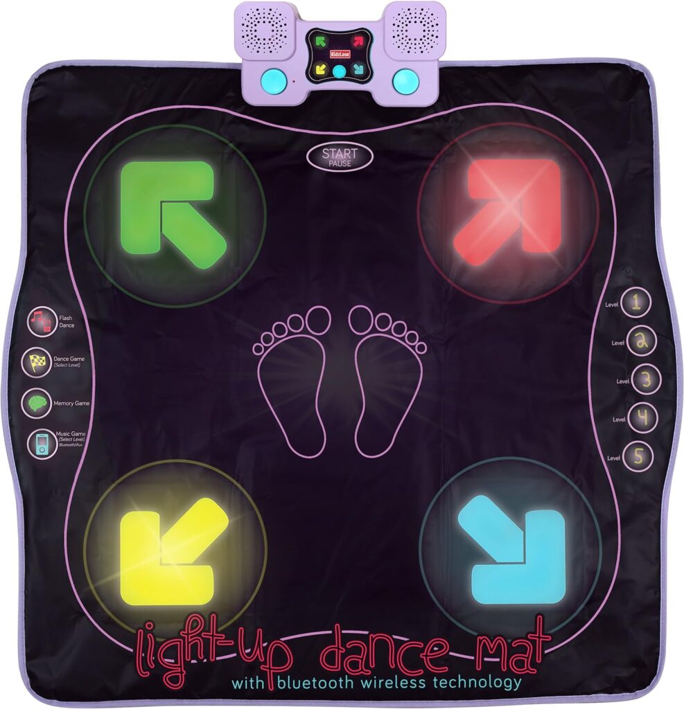 Kidzlane Electronic Dance Mat for Kids 8-12 | Wireless Dance Mat with Bluetooth/AUX and Built in Music, 5 Challenge Levels, 4 Modes | Dance Dance Revolution Mat | Toys for Girls Ages 6+